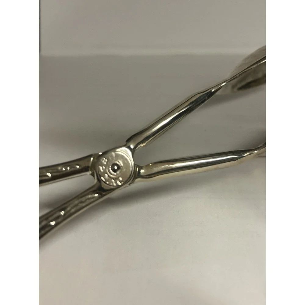 EP ZINC Ornate Vintage Silver Plated Scissor Style Pastry Salad Tongs Italy 8.5